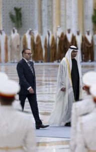 استقبال الملك محمد السادس بقصر الوطن بأبو ظبي من قبل سمو الشيخ محمد بن زايد آل نهيان