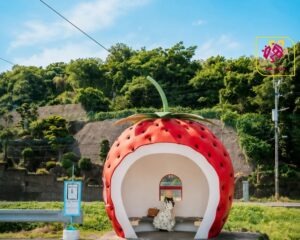 اليابان: قد تنتظر الحافلة... داخل حبة برتقال عملاقة! 🍓🚌
